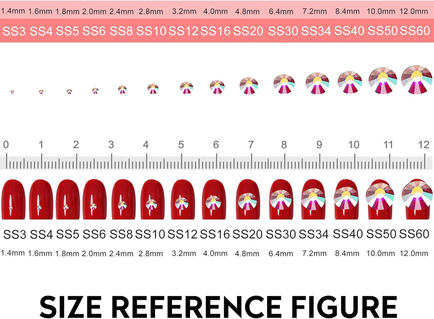 3600pcs Flatback Rhinestones Glass Charms Diamantes Gems Stones for Nail Art 6 Size ss4~ss12 Box Gold Hematite