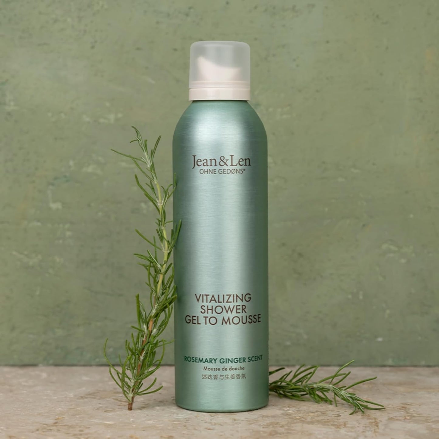 Jean & Len Shower Soufflé Rosemary & Ginger, with almond, jojoba and babussa oil, for a fragrant cleansing experience, for normal to dry skin, shower foam, without parabens & silicones, 6.76 Fl. Oz.