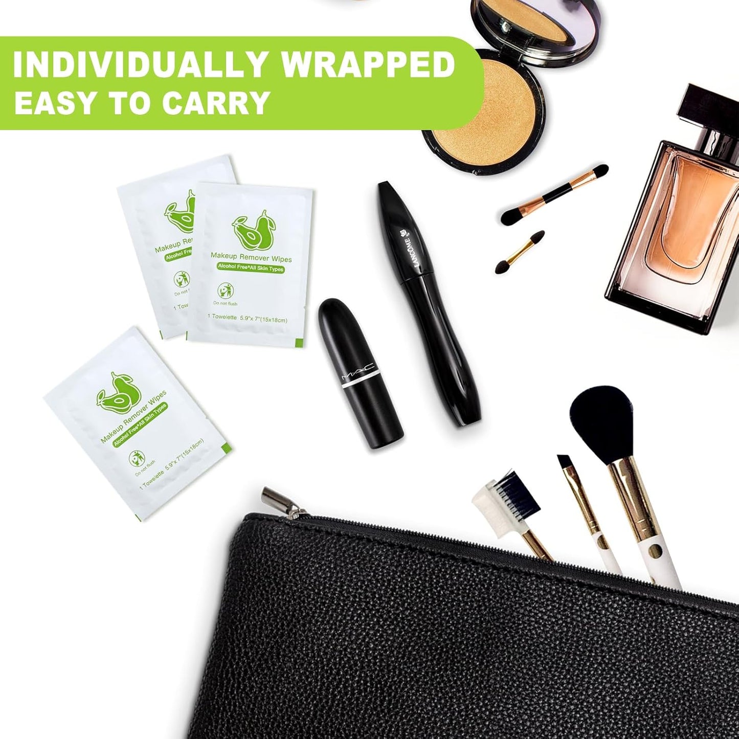 Makeup Remover Wipes Bulk Individually Wrapped,Travel Makeup Wipes Individual Makeup Remover Wipes Bulk Gentle Cleansing Makeup Remover Wipes for Face Cleansing Mascara Lipstick Travel Hotel 100