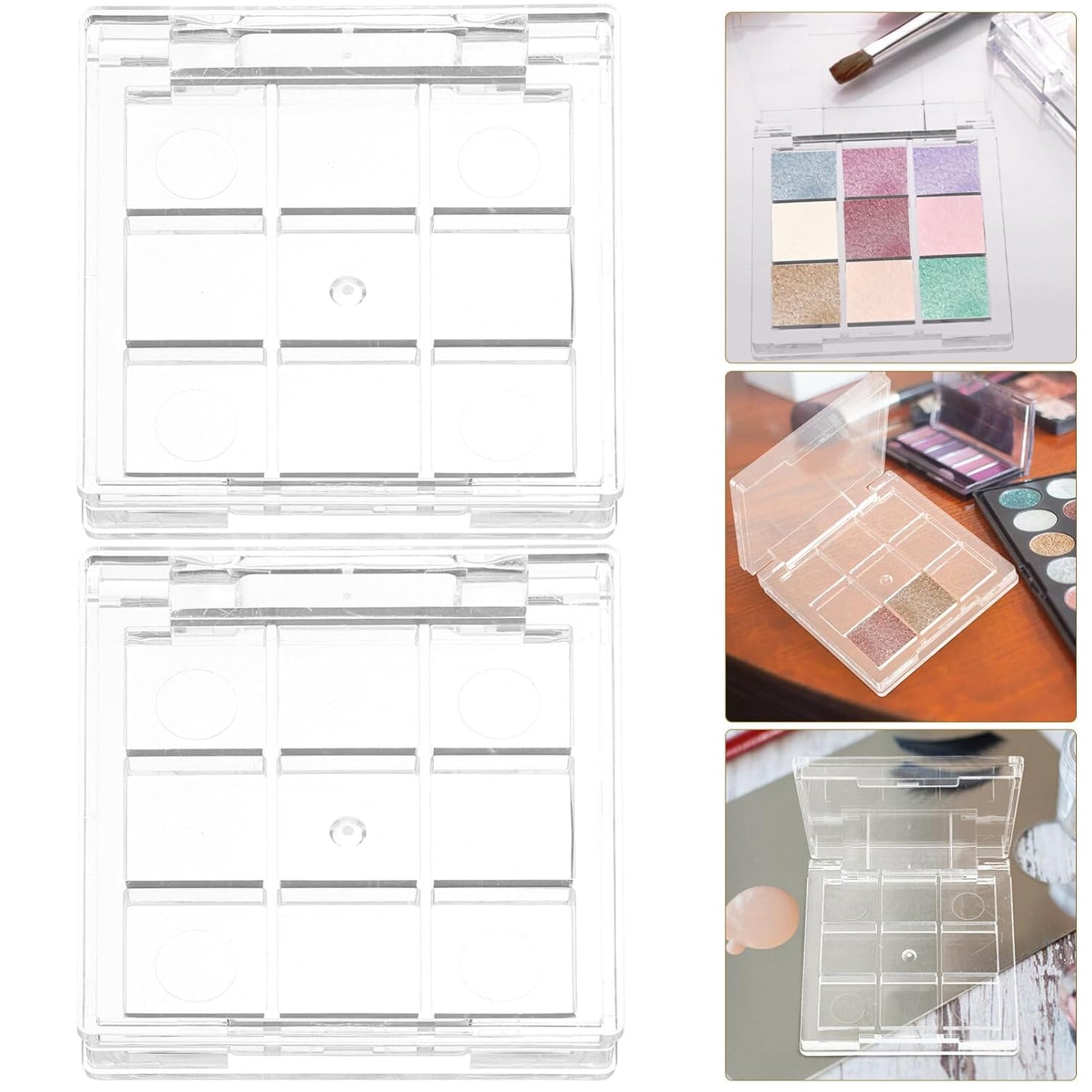 Healifty 2pcs Empty Lipstick Palette 9 Grids Diy Eyeshadow Powder Blush Lipstick Palette Empty Highlighters Container for Women