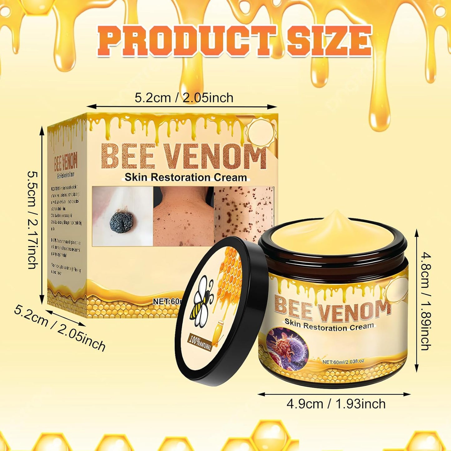 Bee Venom Skin Restoration Cream,Professional Bee Venom Skin Treatment Cream,Bee venom Comprehensive cream,Effectively Firms skin and Anti-Wrinkle Moisturizing (2Pcs)