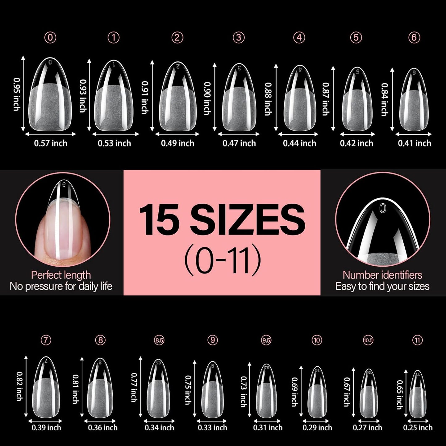 AILLSA Medium Almond Nail Tips - 450pcs Thickened False Nail Tips Half Matte Nails Tips, Fake Nails Nail Extension for Manicure