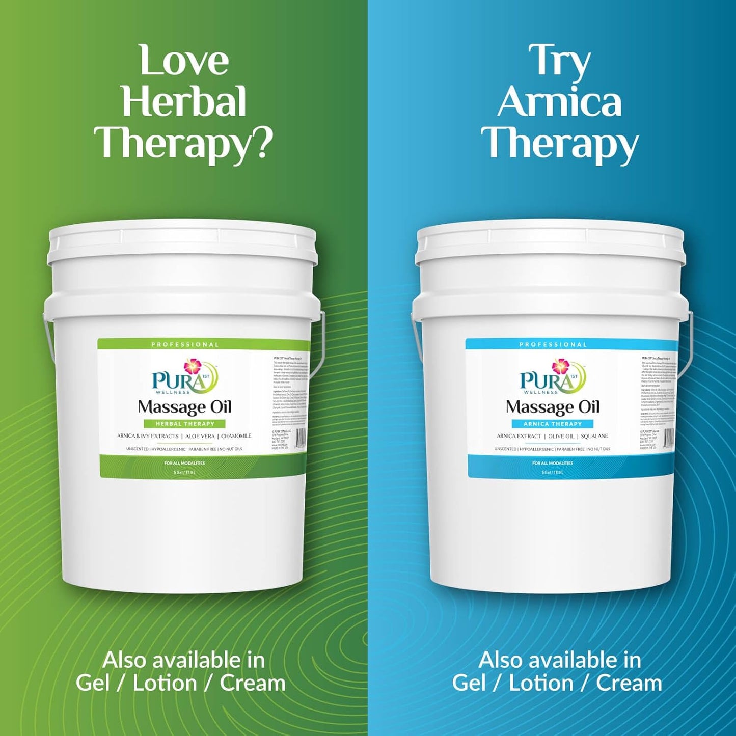 Wellness Professional Herbal Massage Oil 5 Gallon, Hypoallergenic Formula for Muscle Relief, Professional Deep Tissue, Unscented for Physical Therapy and Muscle Recovery, Hydrating, Skin Restoring