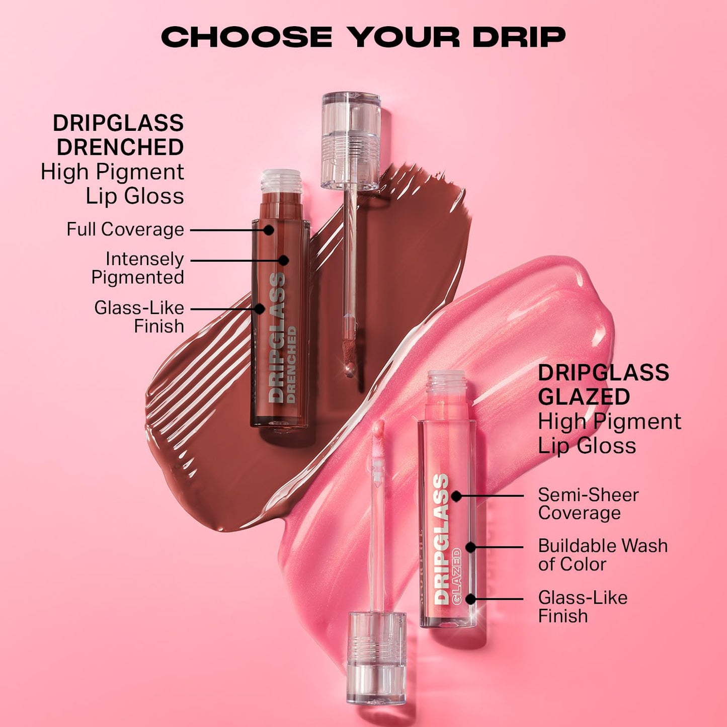 Morphe Dripglass High Shine Lip Gloss - Glazed, Semi-Sheer & Nourishing Lip Makeup - Buildable Formula Infused with Plant-Derived Squalane & Vitamin E - Beige Beam (0.13 oz)