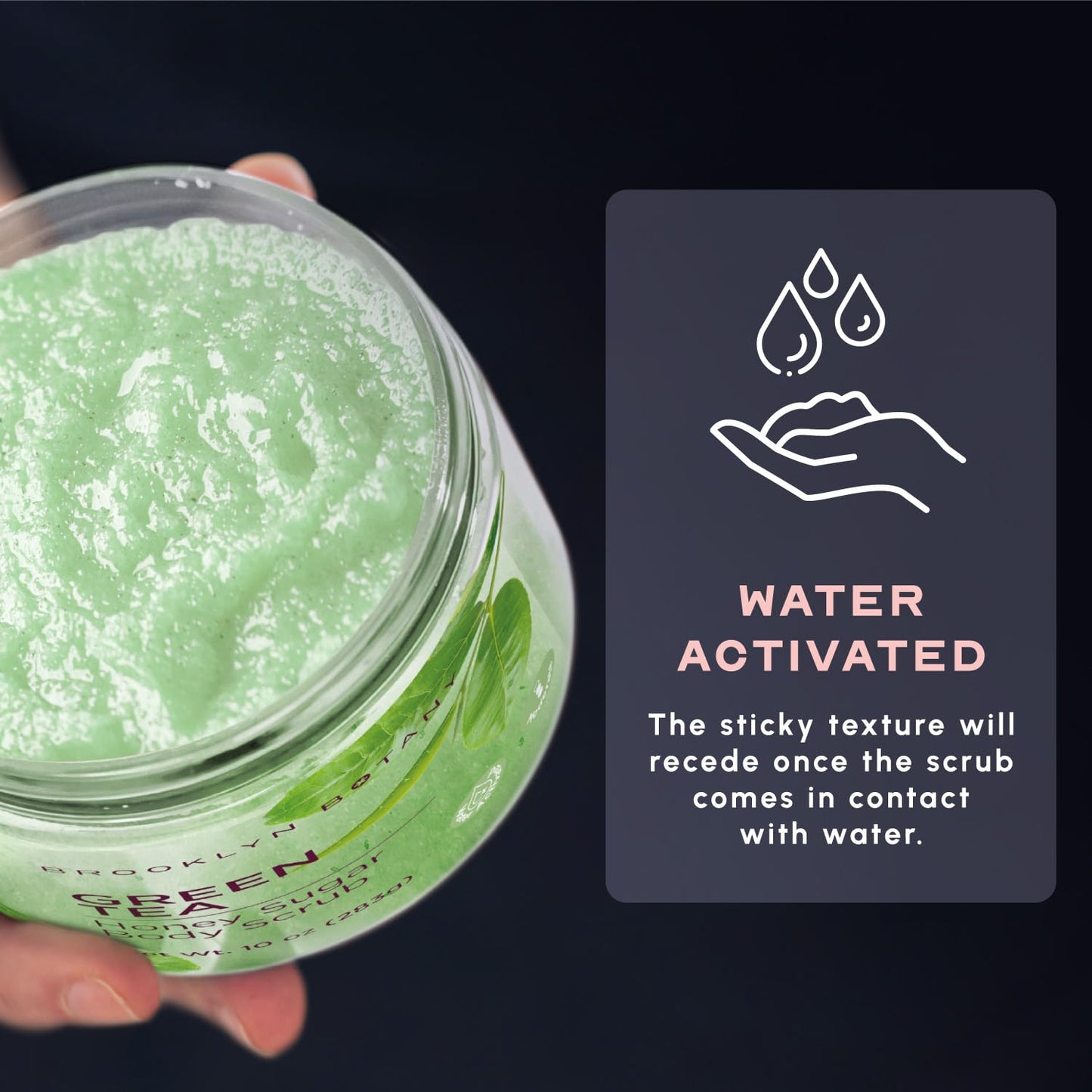 Brooklyn Botany Green Tea Honey Sugar Scrub for Body 10 oz – Deeply Hydrating and Gently Exfoliating Body Scrub for Women and Men – Moisturizing and Nourishing the Skin