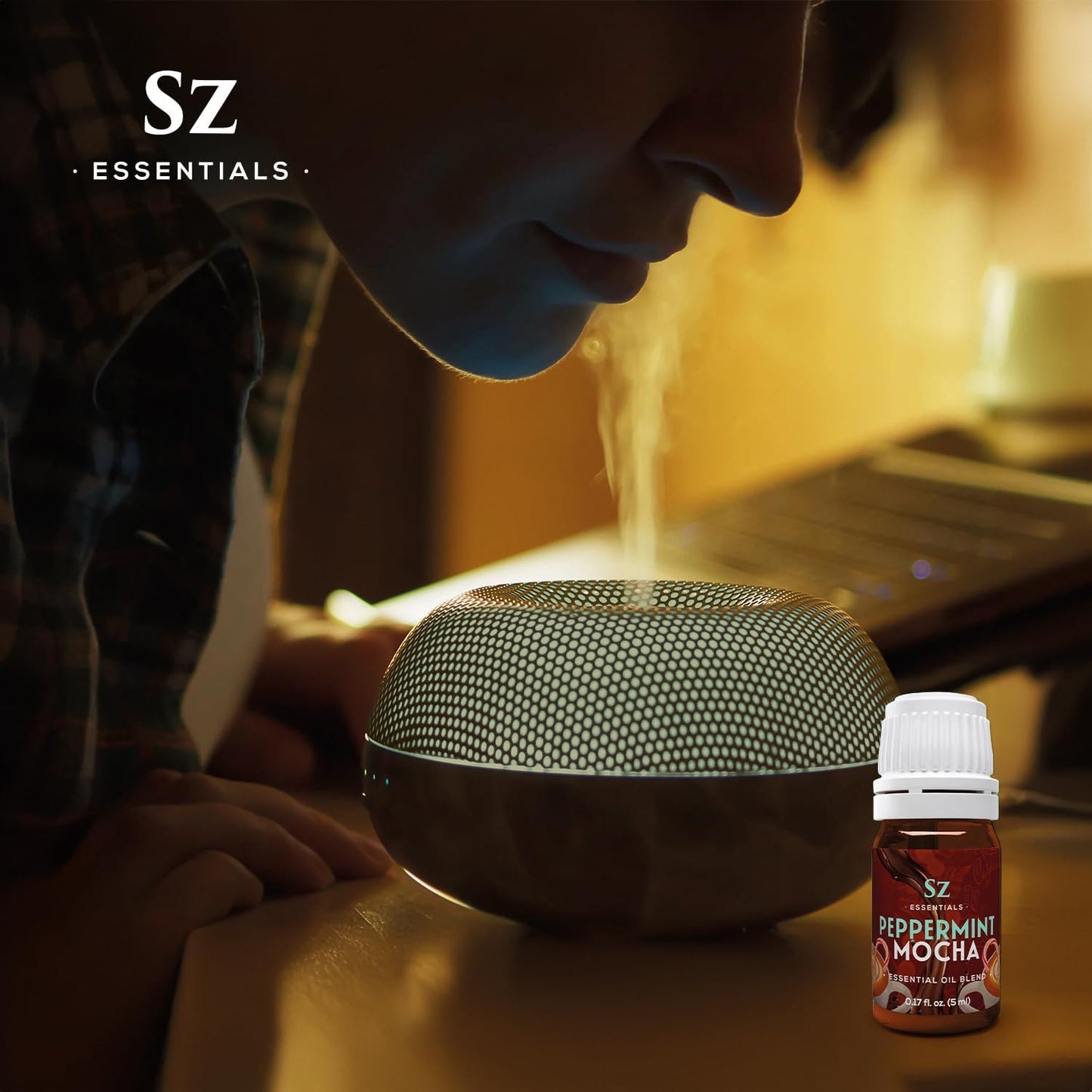 Peppermint Mocha Premium Essential Oil for Diffuser 100% Pure Essential Undiluted Oil - Extracted from Peppermint, Coffee, Cocoa with Vanilla Overtones - Plant Based - 0.17 Fl Oz (5ml)