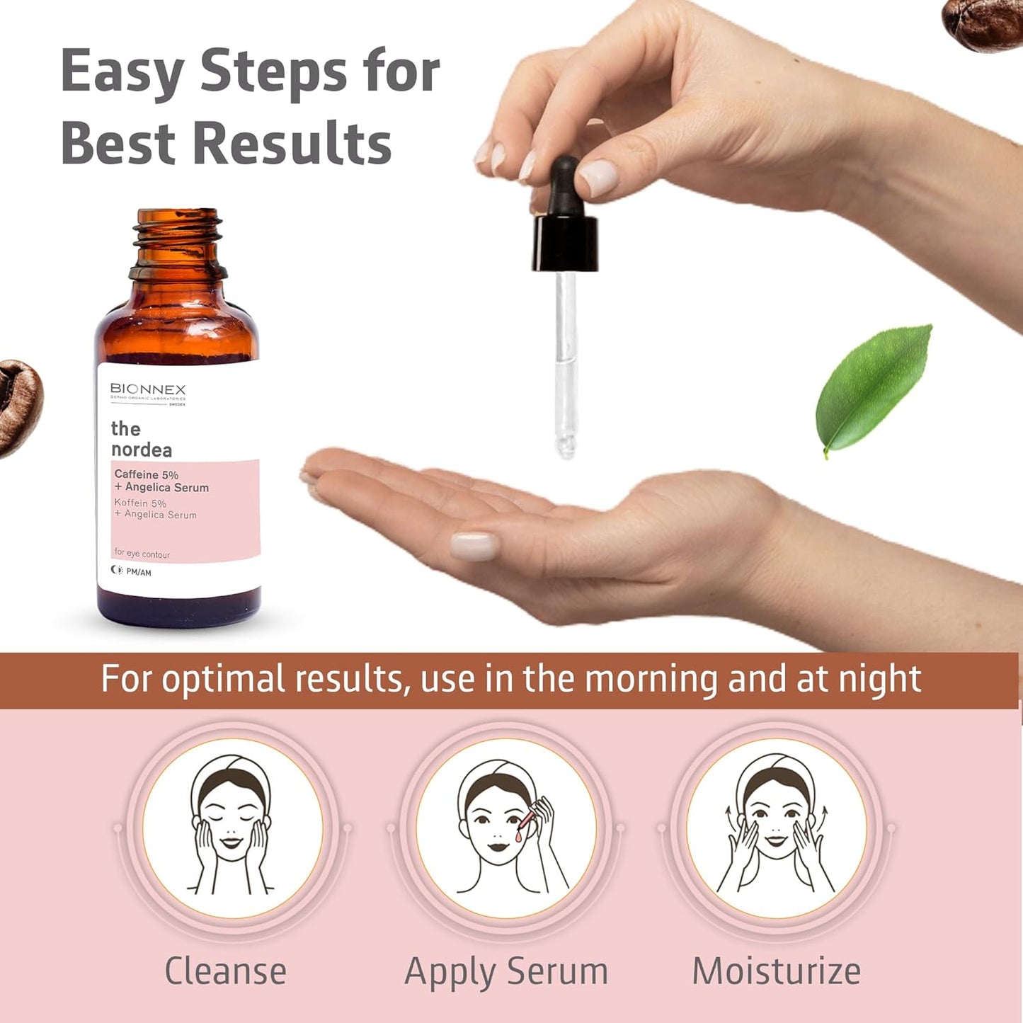 The nordea - 5% Caffeine Serum Angelica - Anti-Aging Eye Serum for Dark Circles, Puffiness and Wrinkles - Caffeine Eye Serum Natural and Vegan - 30 ml (5% Caffeine Skin Serum)