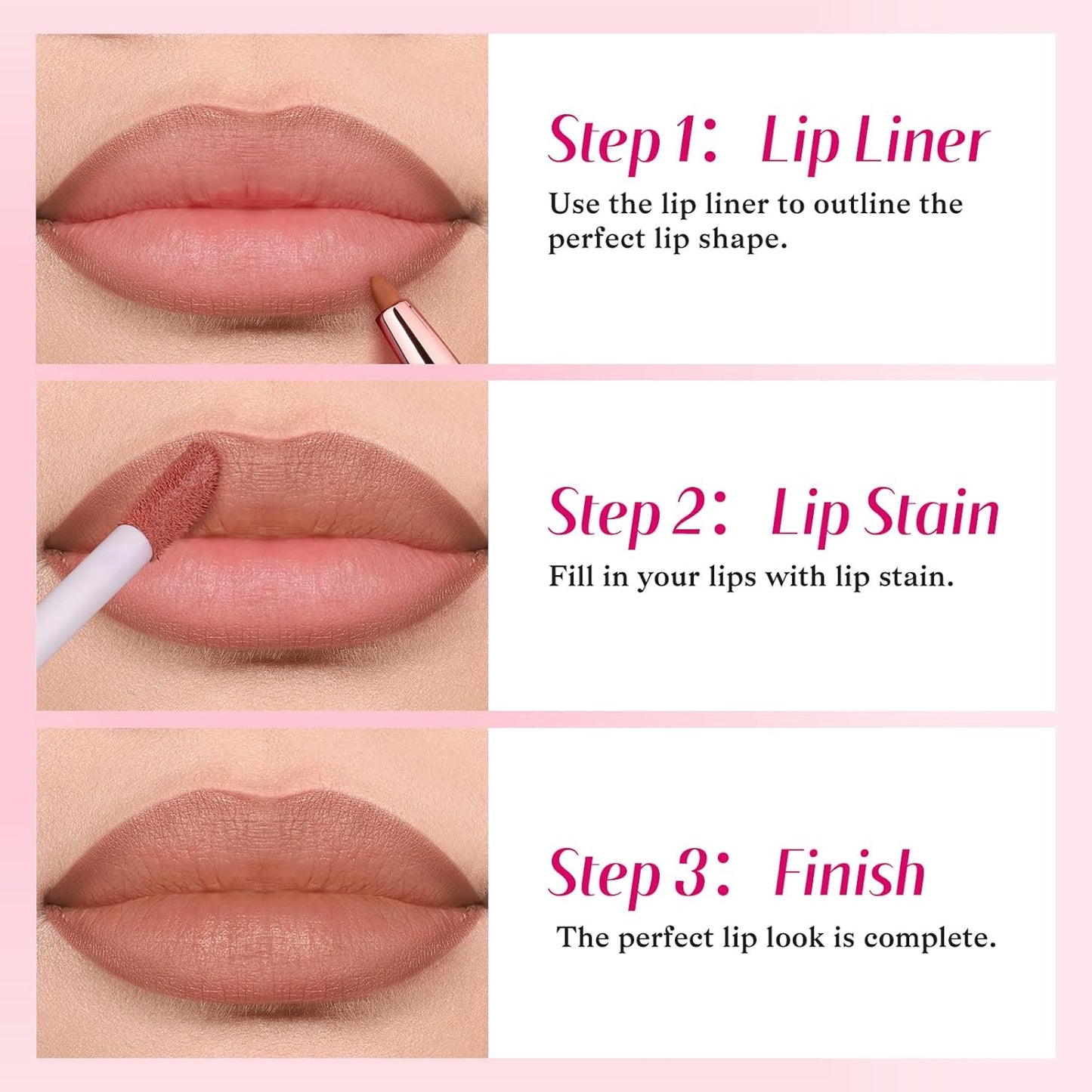 2-IN-1 Lip Liner and Lip Stain, High Pigmented Long Lasting Velvet Lip Tint, Well-Defined Lipliner, Weightless Waterproof Not Animal Tested, Matte Finish Makeup