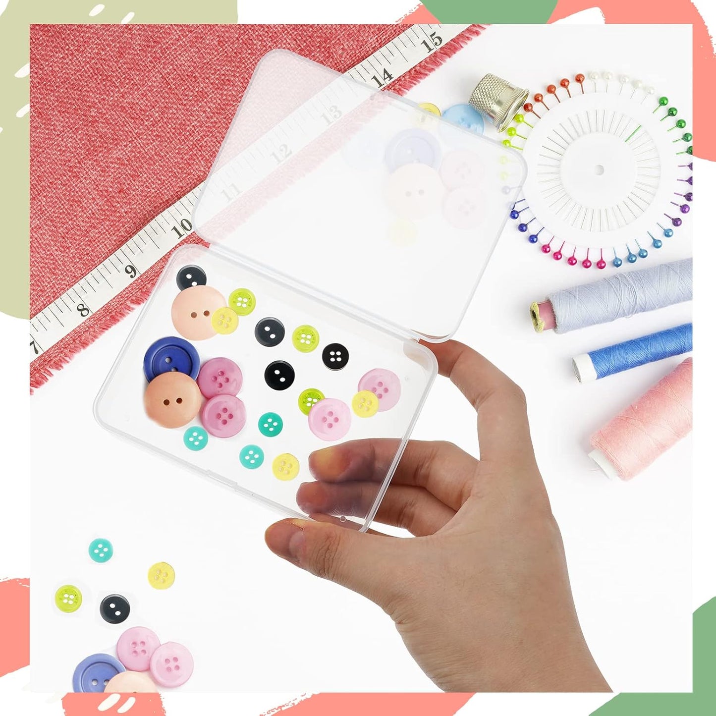 ISKYBOB 6 Packs Rectangle Small Clear Plastic Storage Containers Box Case with Hinged Lid Crafts Organizer for Crayons, Bobby Pin, Beads(4.1 x 3in)