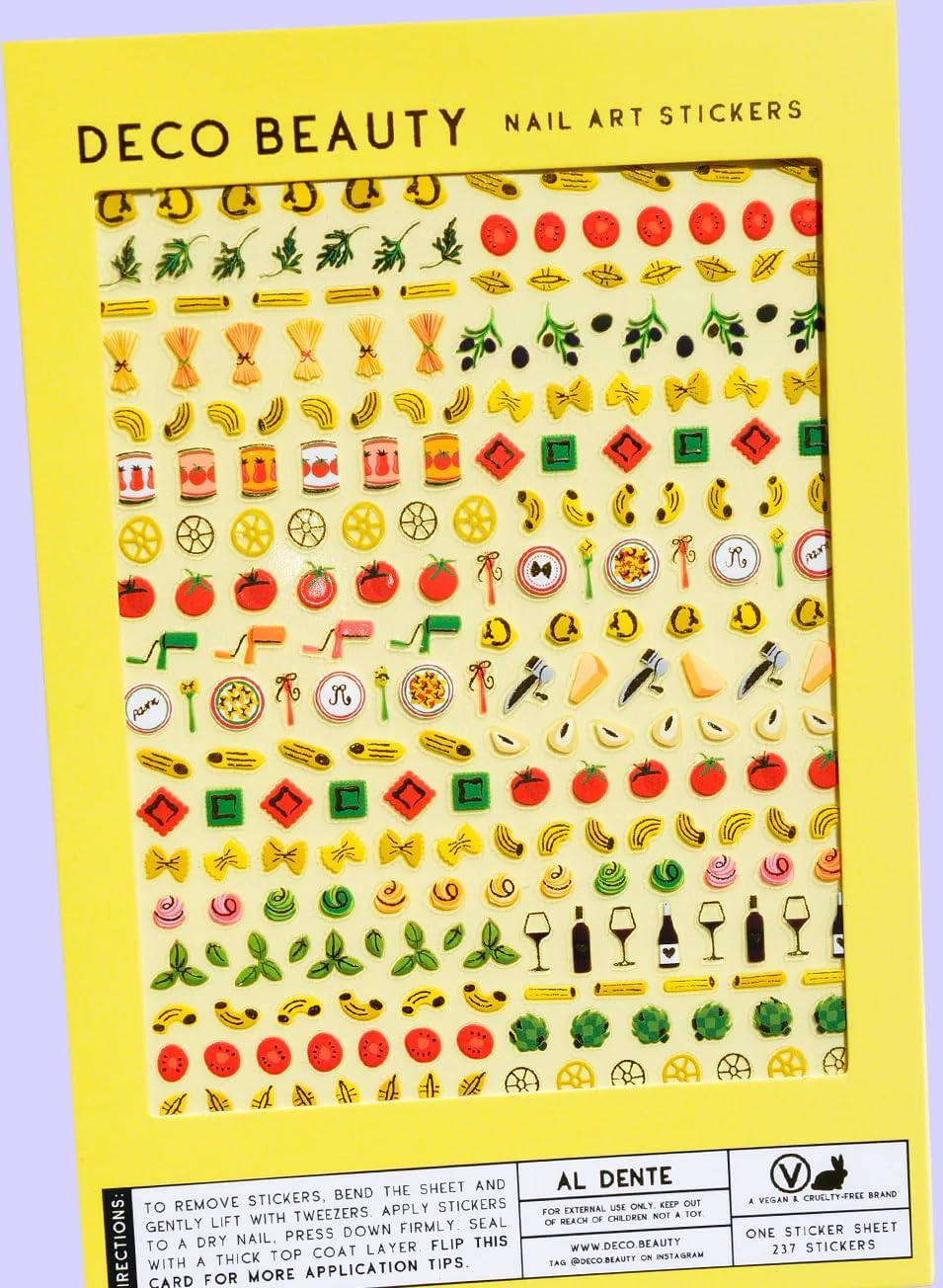 Al Dente Nail Stickers - Lightweight & Easy-to-Apply Nail Art with Trendy Designs - Durable & Long-Lasting Nail Stickers for Women, Ideal for DIY Manicures & Salon-Quality Nails