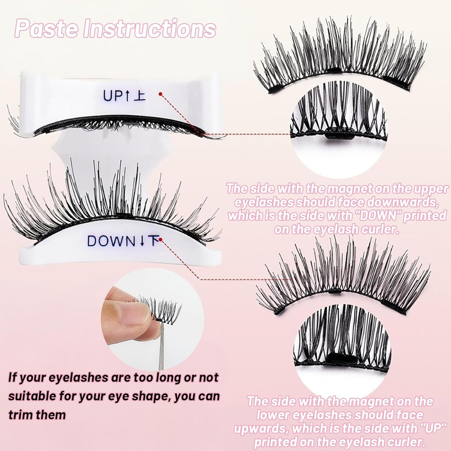Lumentes Magnetic Eyelashes, Lumentes Magnetic Eyelashes with Applicator, Reusable No Glue Lashes, Natural Look Soft Comfortable Magnetic Lashes, Easy to Wear and Remove (Meow Black)