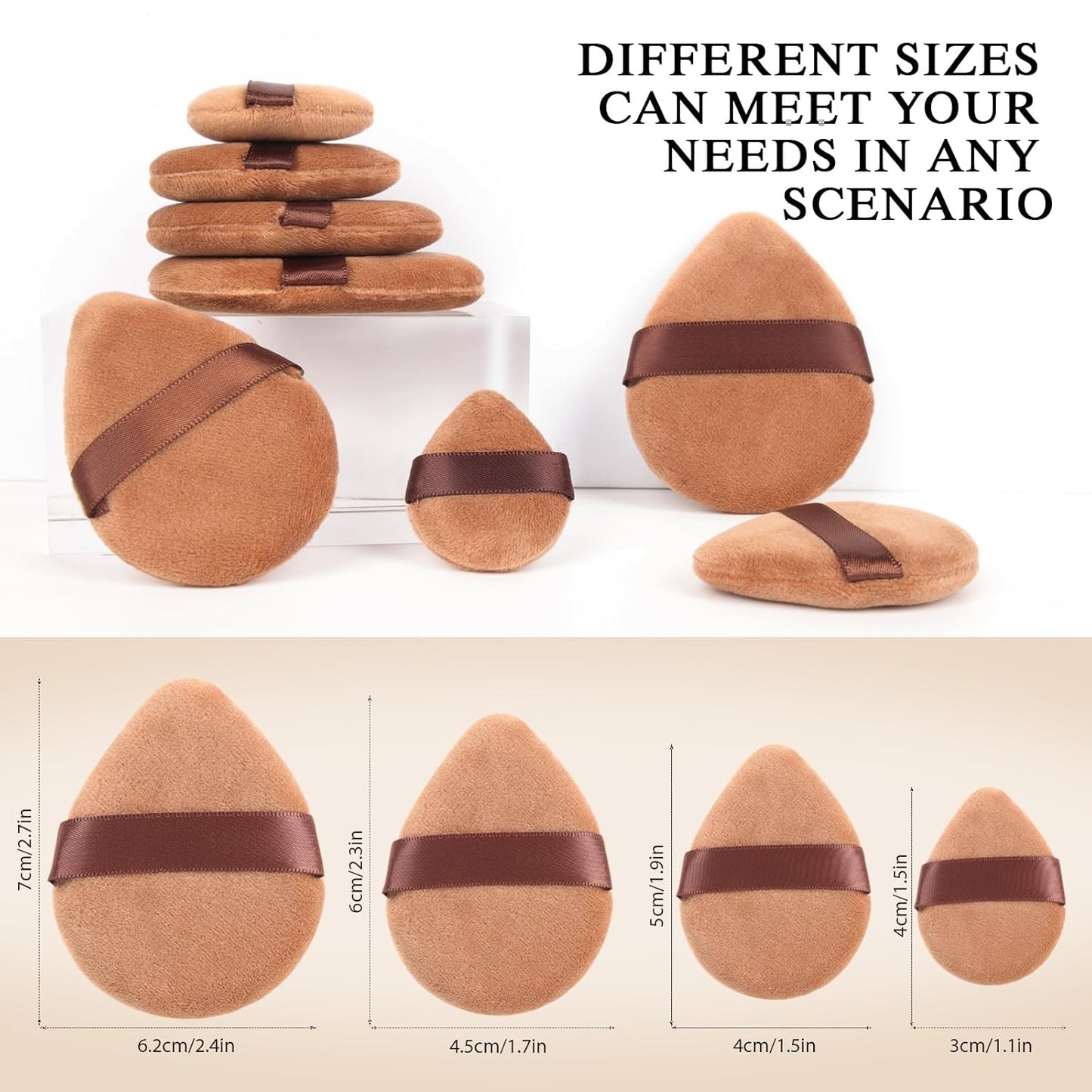 Powder Puff for Face Powder Triangle Beauty Blender Sponge Halo Glow Brown Powder Puff for Flawless Makeup Application