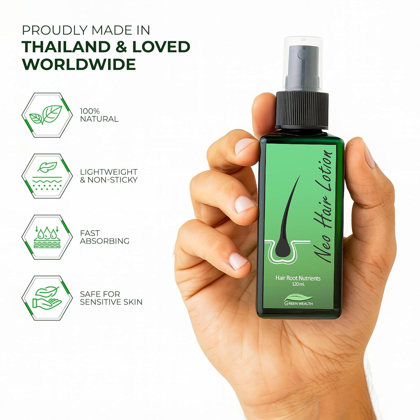 Neo Hair Lotion, 120 ml Hair Regrowth Treatment Hair Growth Strengthens Damaged Hair Loss Revitalizes Scalp Hair Care For Men & Women