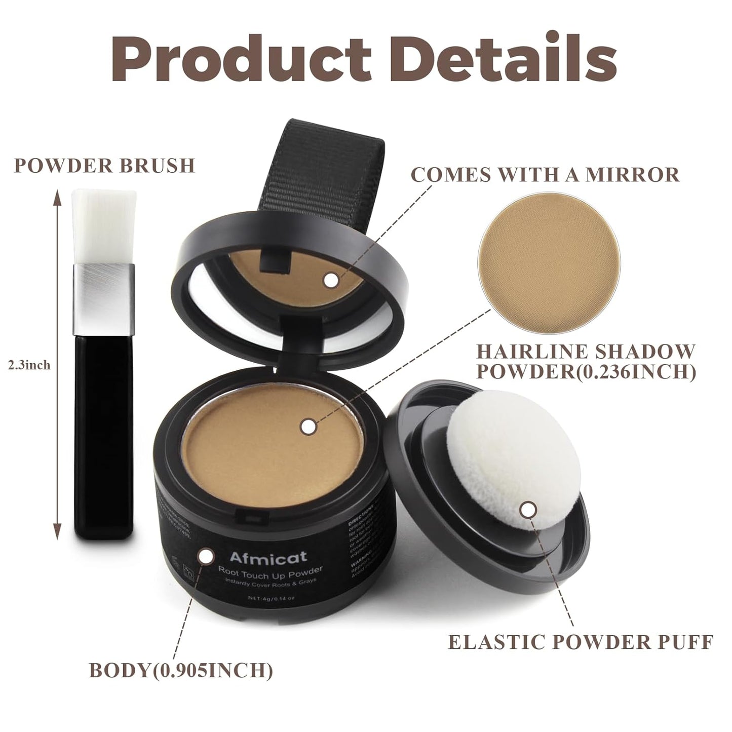 Instant Hairline Powder, Root Touch Up Hair Color for Gray Coverage and Thinning Hair, Root Cover Up Conceals Hair Loss & Bald Spots, Natural and Non-Greasy Hair Color for Women & Men, Medium Blonde