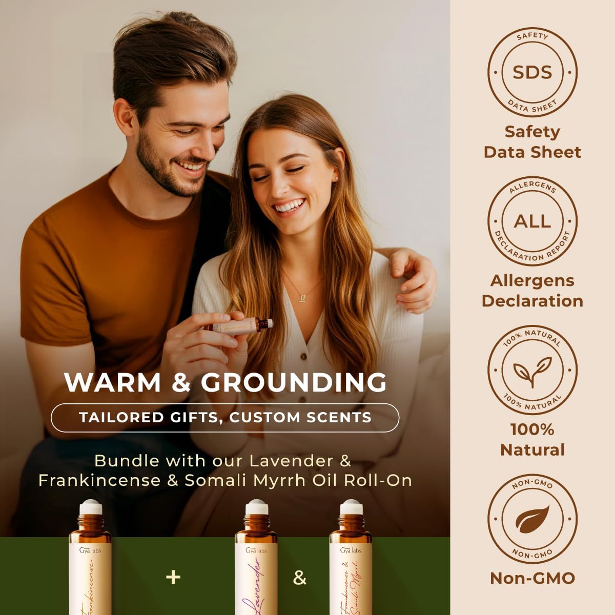 Gya Labs Frankincense Essential Oil Roll on for Face - 100% Pure Natural Frankincense Oil Roller for Skin, Aches Comfort, Soothing Aromatherapy, Self-Care Gifts for Men & Women (0.34 Fl Oz)