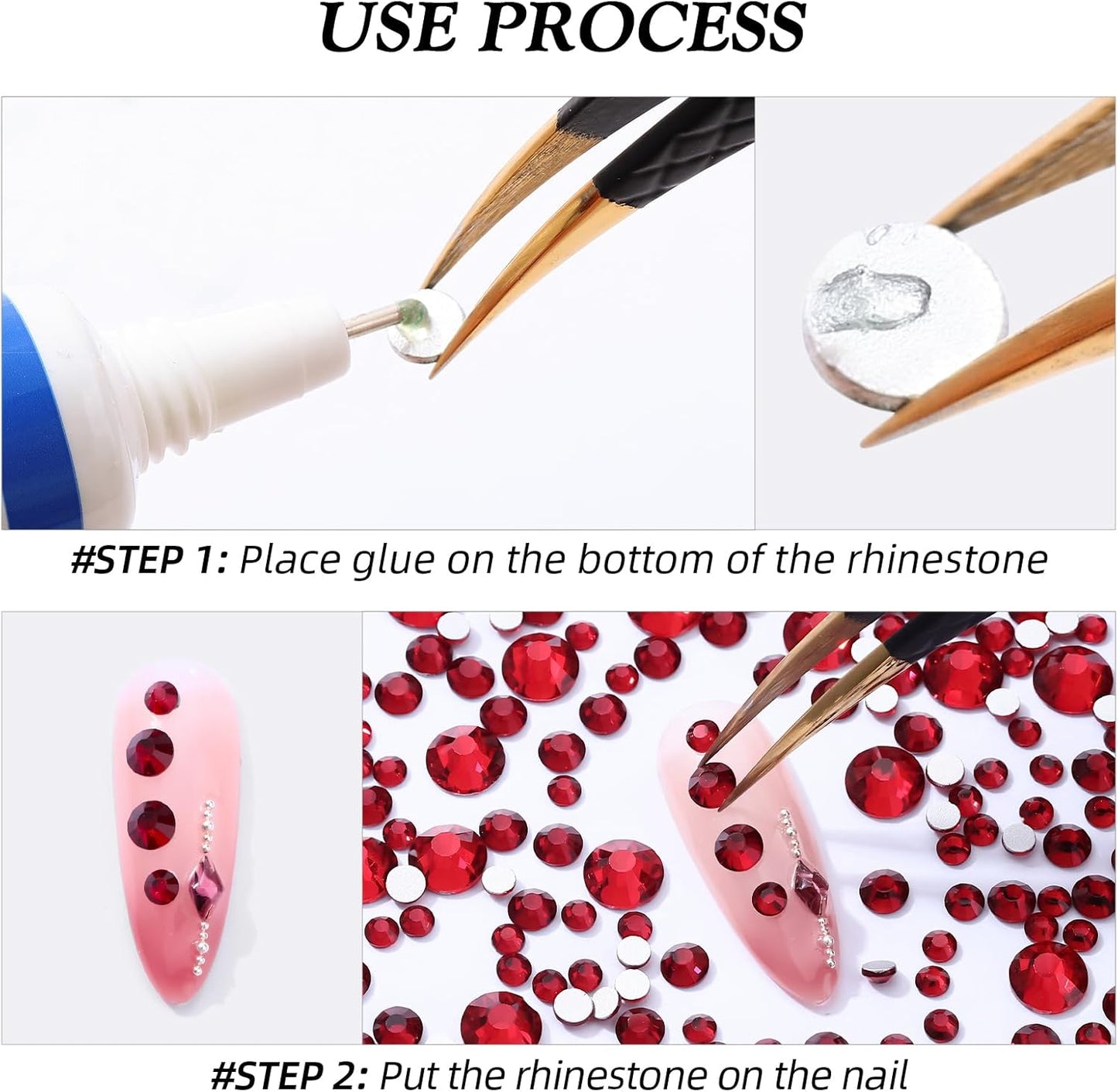 Siam Flatback Rhinestones, Glass Rhinestones for Nail Art and Craft, Glue Fix, Loose Crystal Gemstones(Siam, SS12, 2880pcs, 2.9-3.0mm)