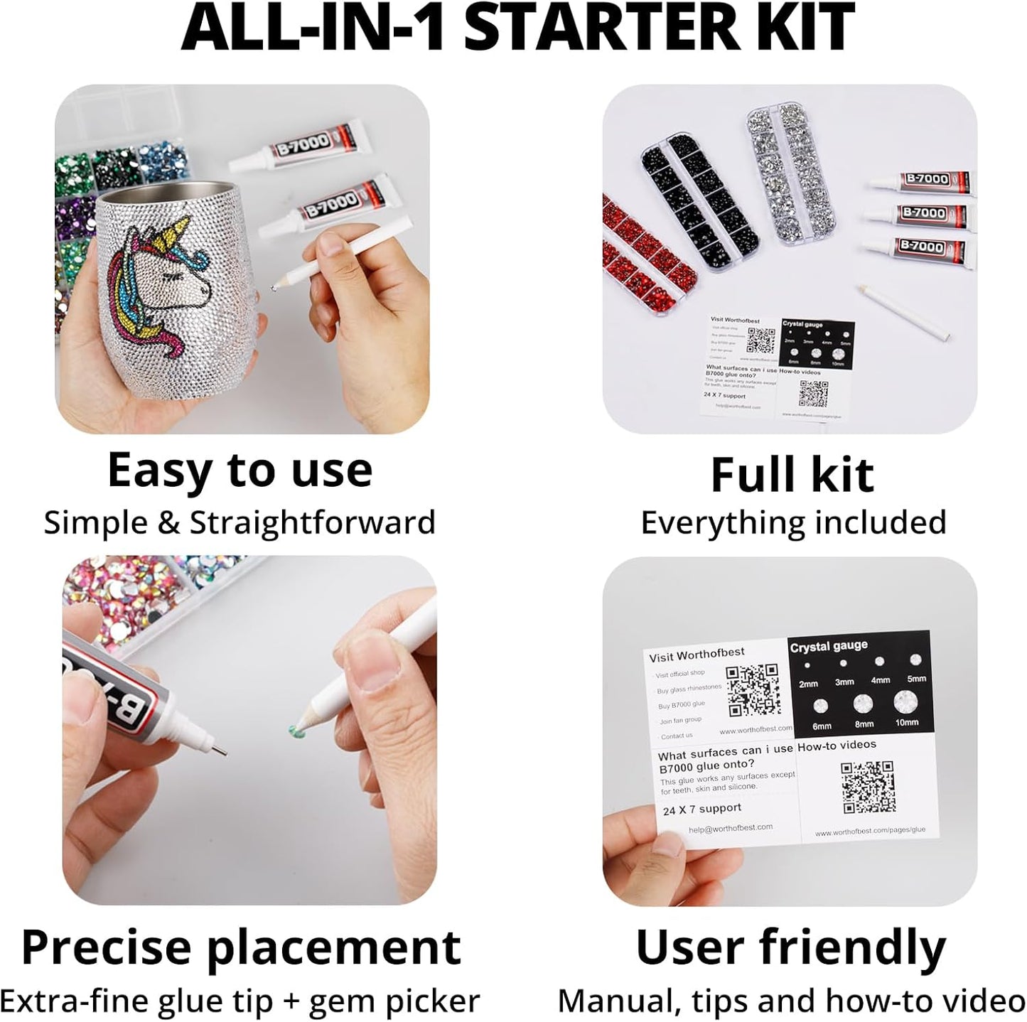 Resin Rhinestones for Crafting Bedazzling with b7000 Glue, 6000Pcs Silver Clear Flatback Gems Crystal for Crafts Clothing Clothes Shoes Nails Makeup, Flat Back Jewels Diamonds Rinestones Set Mix Sizes