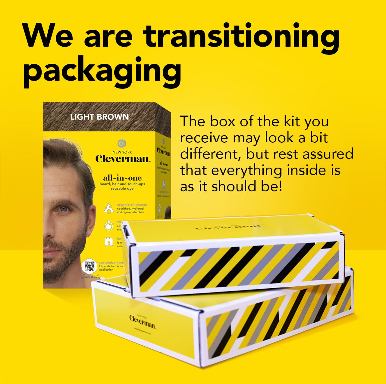 Cleverman Medium Brown Hair & Beard Dye for Men, All-in-One Reusable Kit - Mens Color For Natural-Looking Gray Coverage, Professional-Quality and Ammonia-Free for Hair, Beard & Gray Mustache