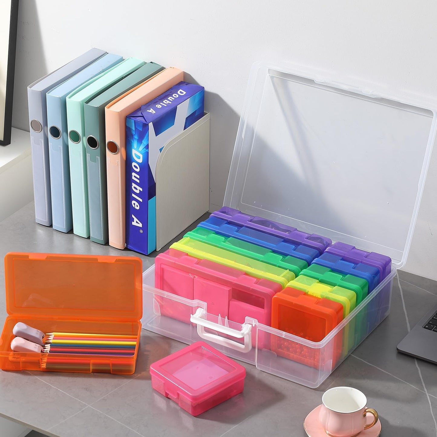 Plastic Storage Box Arts & Crafts Storage Boxes & Organizers With Large Storage Box Organizers And Small Rectangular Plastic Container For Craft Storage (6 Medium+ 6 Small-Color)
