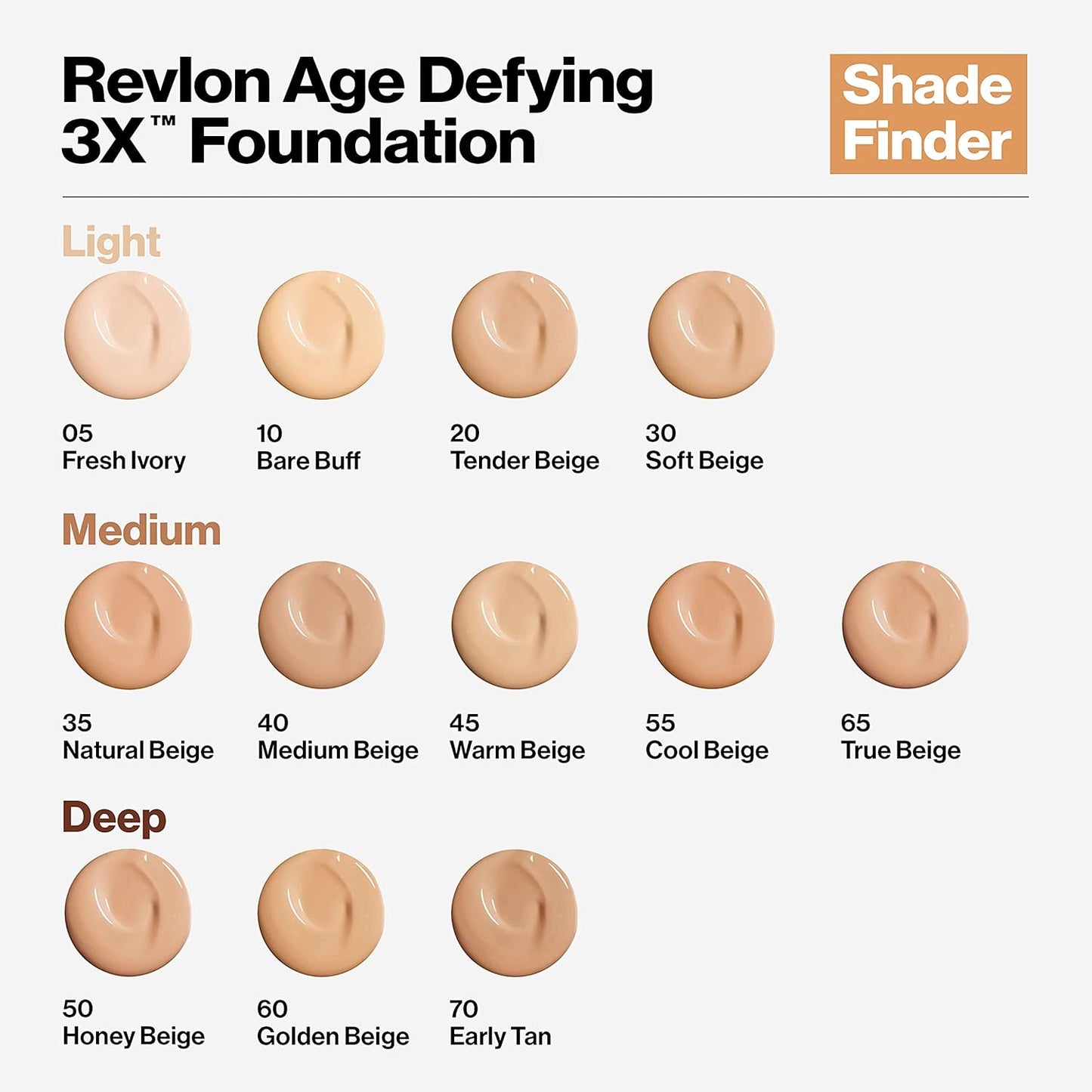 Revlon Liquid Foundation, Age Defying 3XFace Makeup, Anti-Aging and Firming Formula, SPF 30, Longwear Medium Buildable Coverage with Natural Finish, 050 Honey Beige, 1 Fl Oz