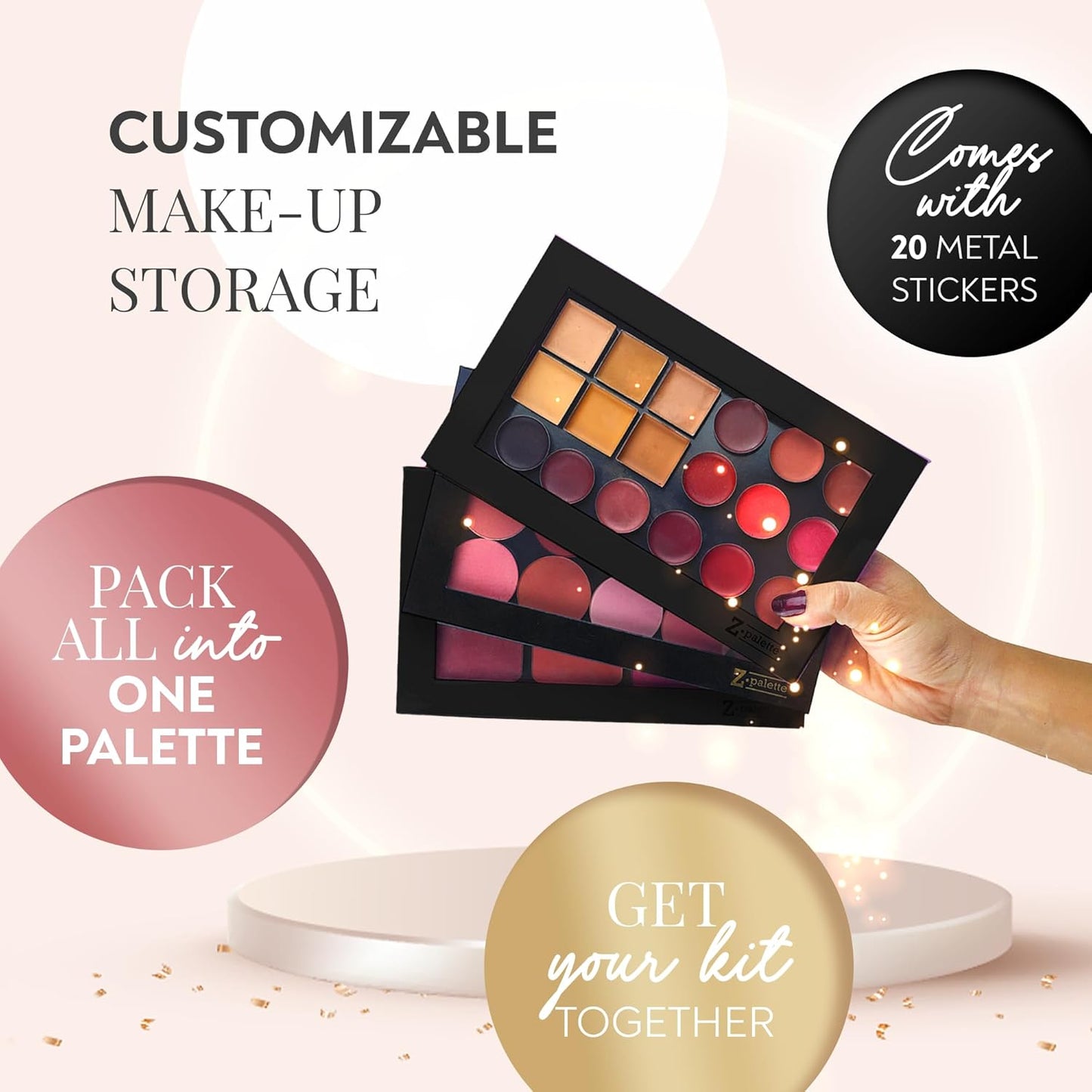 Large Magnetic Makeup Palette, Empty Magnetic Palette, Universal Magnet makeup palette for Eyeshadows, Powders, Customizable Beauty Organizer with Clear Window