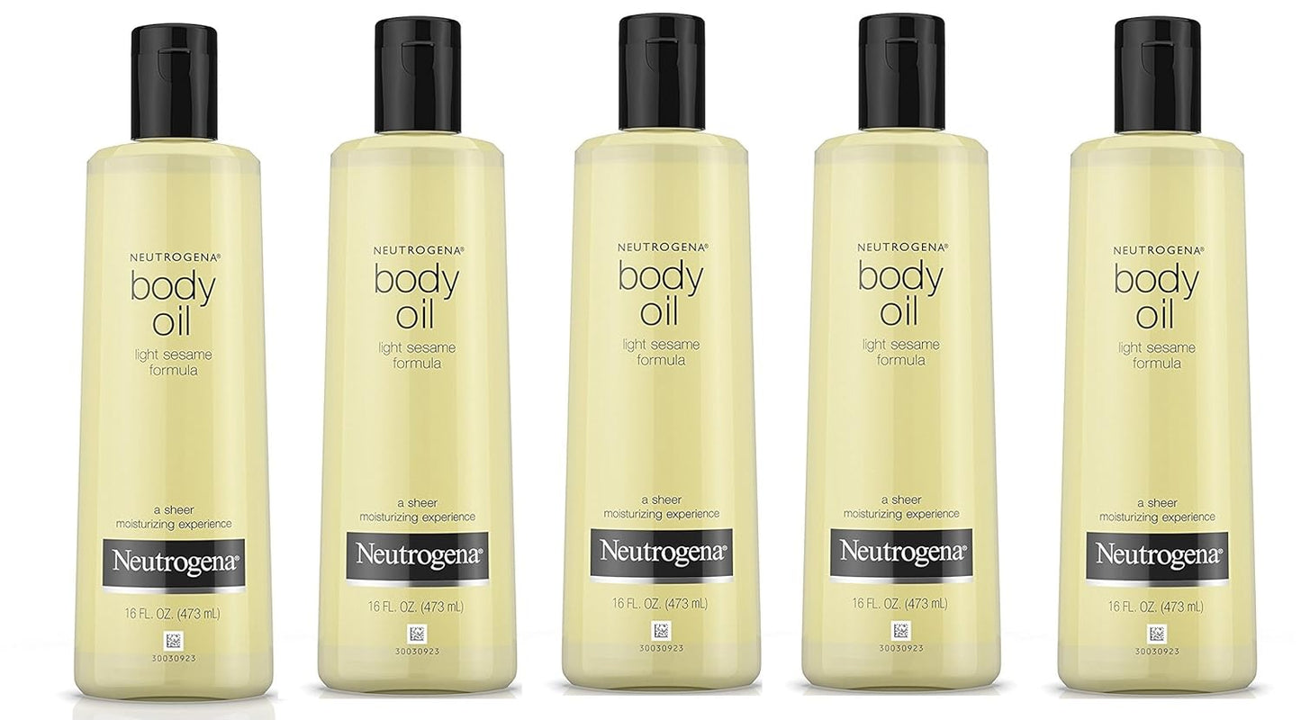 Neutrogena Body Oil Light Sesame Formula, Dry Skin Moisturizer & Hydrating Body Massage Oil, for Radiant & Healthy Looking Glow, Nourishing Bath Oil for Sheer Moisture, 8.5 fl. oz
