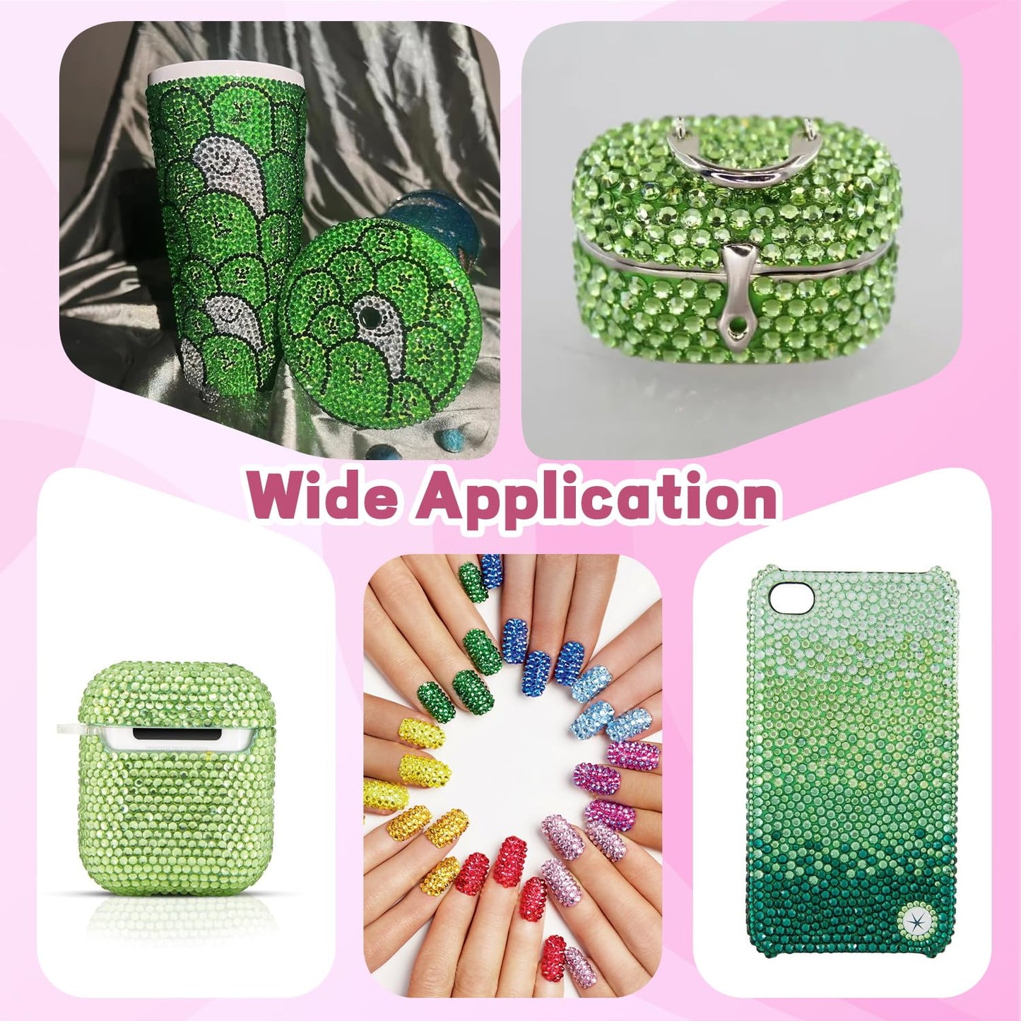 20000Pcs Green Rhinestones for Bedazzling with 3Pcs B7000 Jewelry Glue, Resin Rhinestones for Crafting Crafts,Bedazzler Kit Flatback Gems for Clothing Shoes Tumblers Nail Art