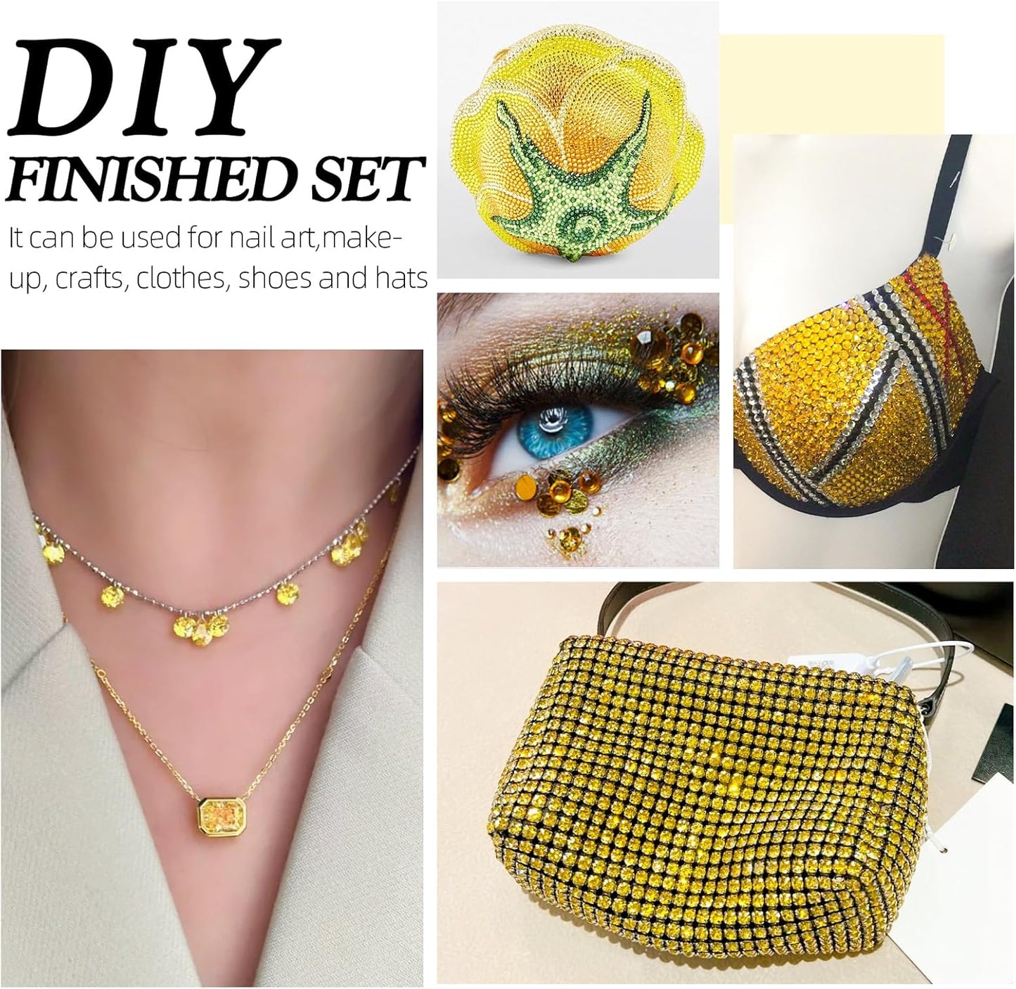 Citrine Flatback Rhinestones, Glass Rhinestones for Nail Art and Craft, Glue Fix, Loose Crystal Gemstones(Yellow, SS8, 1440pcs, 2.3-2.5mm)