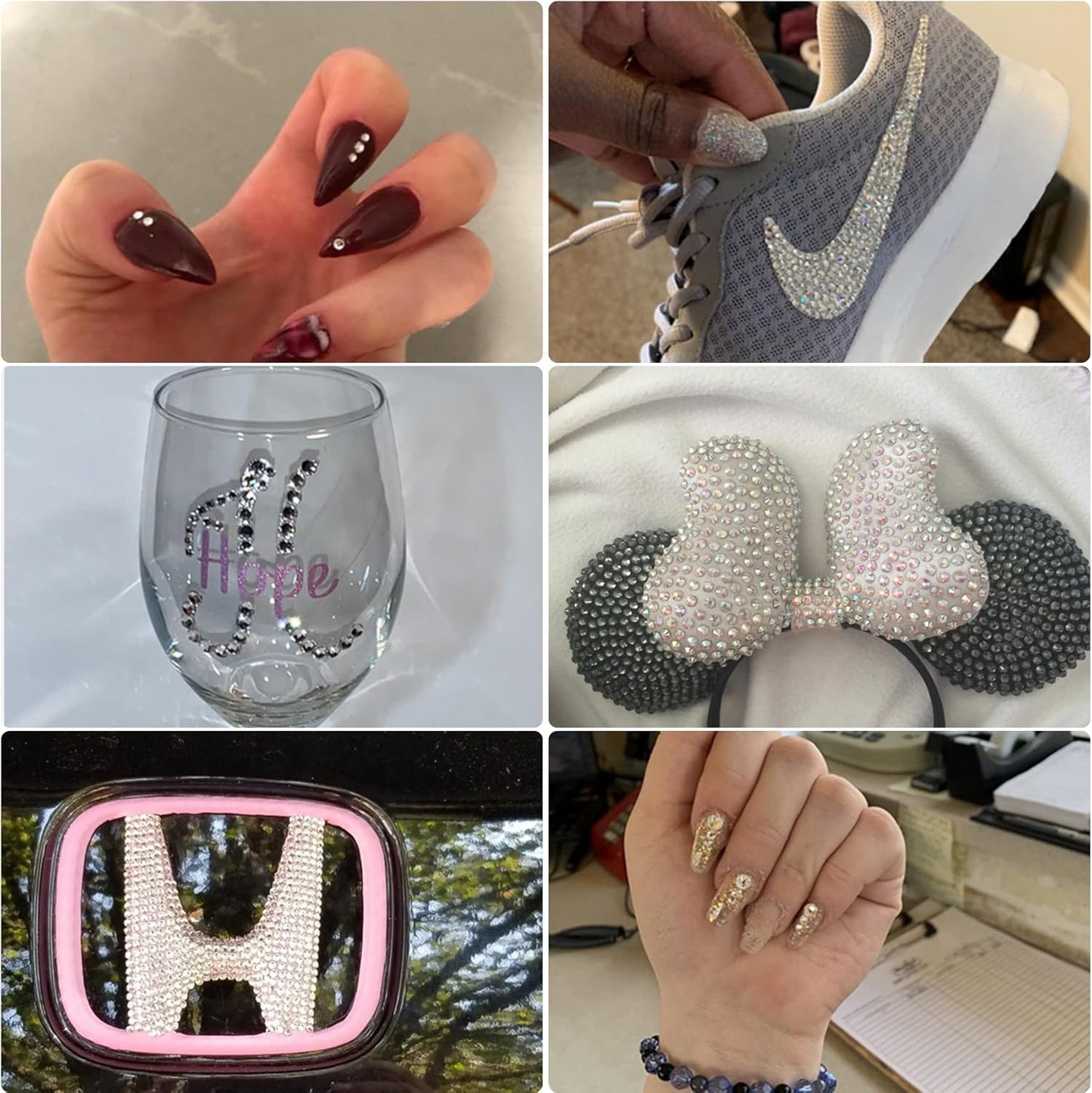 Multi Size 3mm 4mm 5mm Rhinestones Set for Nails Crafts Transparent Peach Non Hotfix Rhinestones Nail Gems Rhinestone Jelly AB&Round Flat Back Resin Rhinestone for Makeup Clothes Shoes Eyes Bottles