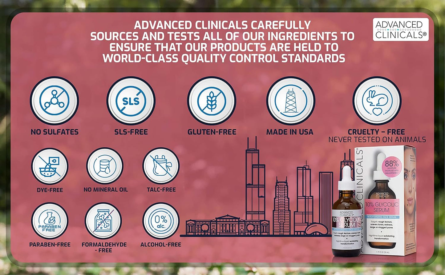 Advanced Clinicals 10% Glycolic Acid Serum For Face | Exfoliating AHA + Lactic Acid + Salicylic Acid Serum | Facial Chemical Peel Skin Care Treatment For Acne, Large Pores, & Dark Spots. 1.75 FL Oz