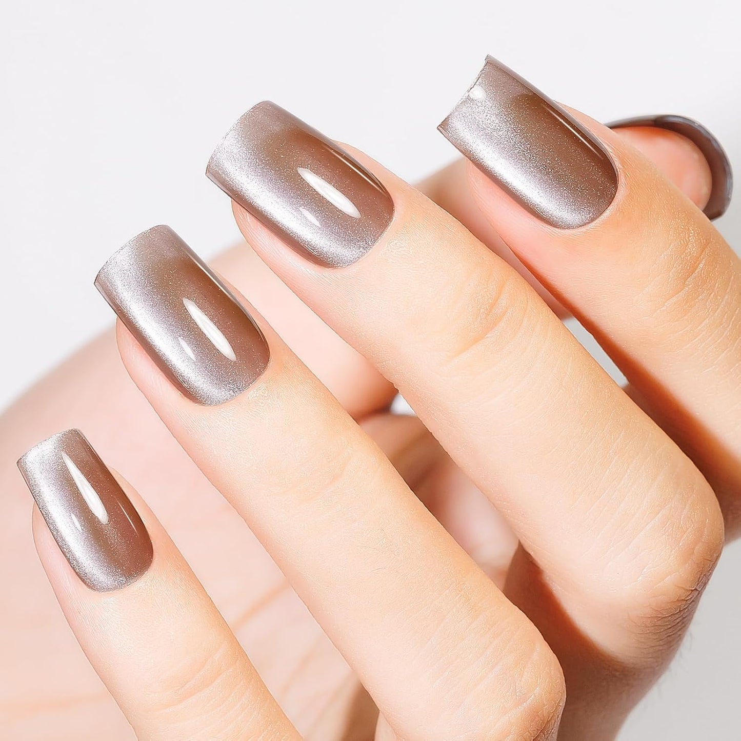 MIZHSE Cat Eye Nail Polish: Quick Dry Brown Magnetic Nail Polish with Magnet, Air Drying Fast Fall Color Nail Lacquer 15ml Cateye Effect for Women Girl Non-Gel Nail Art Manicure DIY Home
