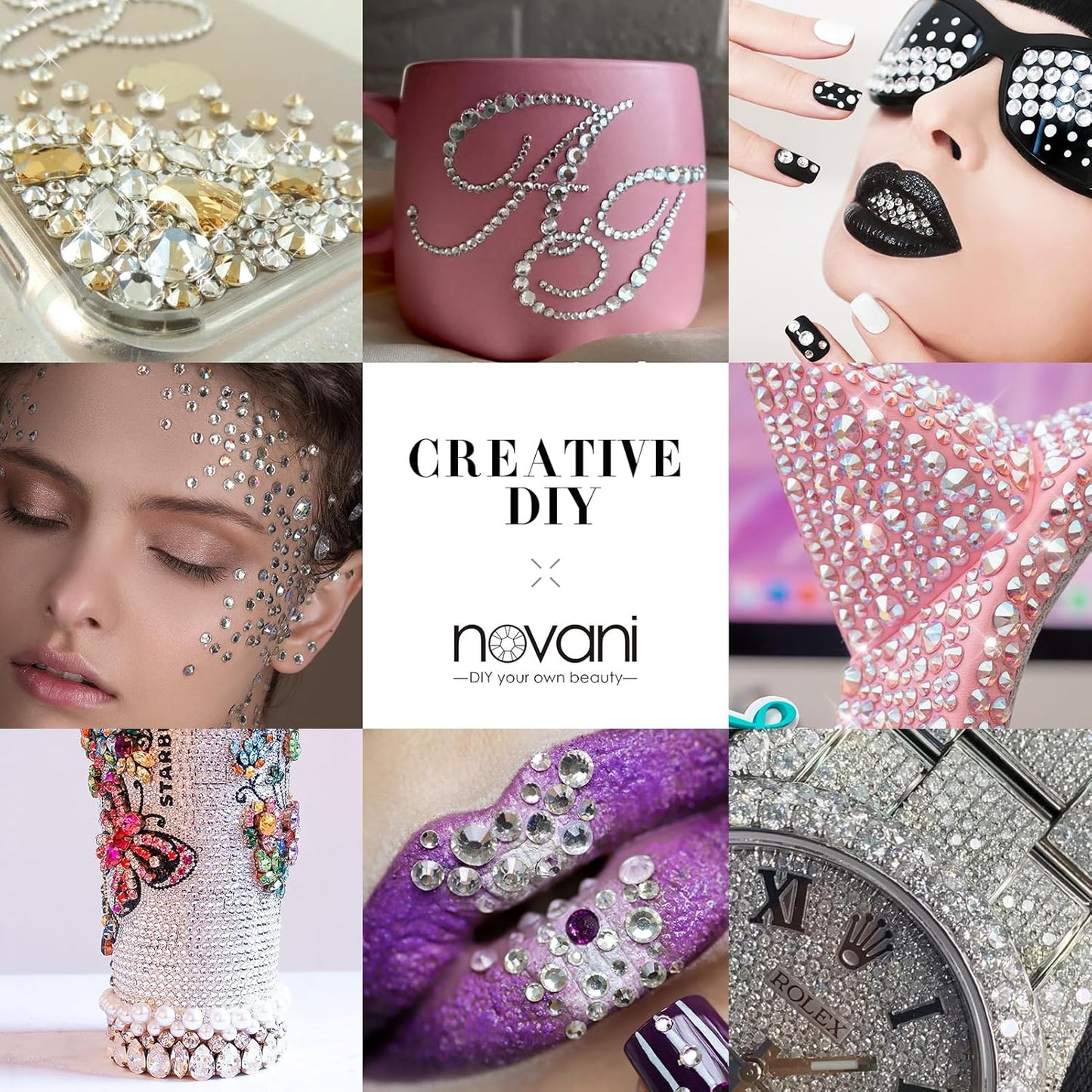 Novani 500pcs Clear Rhinestones Flat Back Round Rhinestone Style 2088 Sparkly Crystal Gemstones for Nail Art and Crafting,SS8(2.3-2.5mm