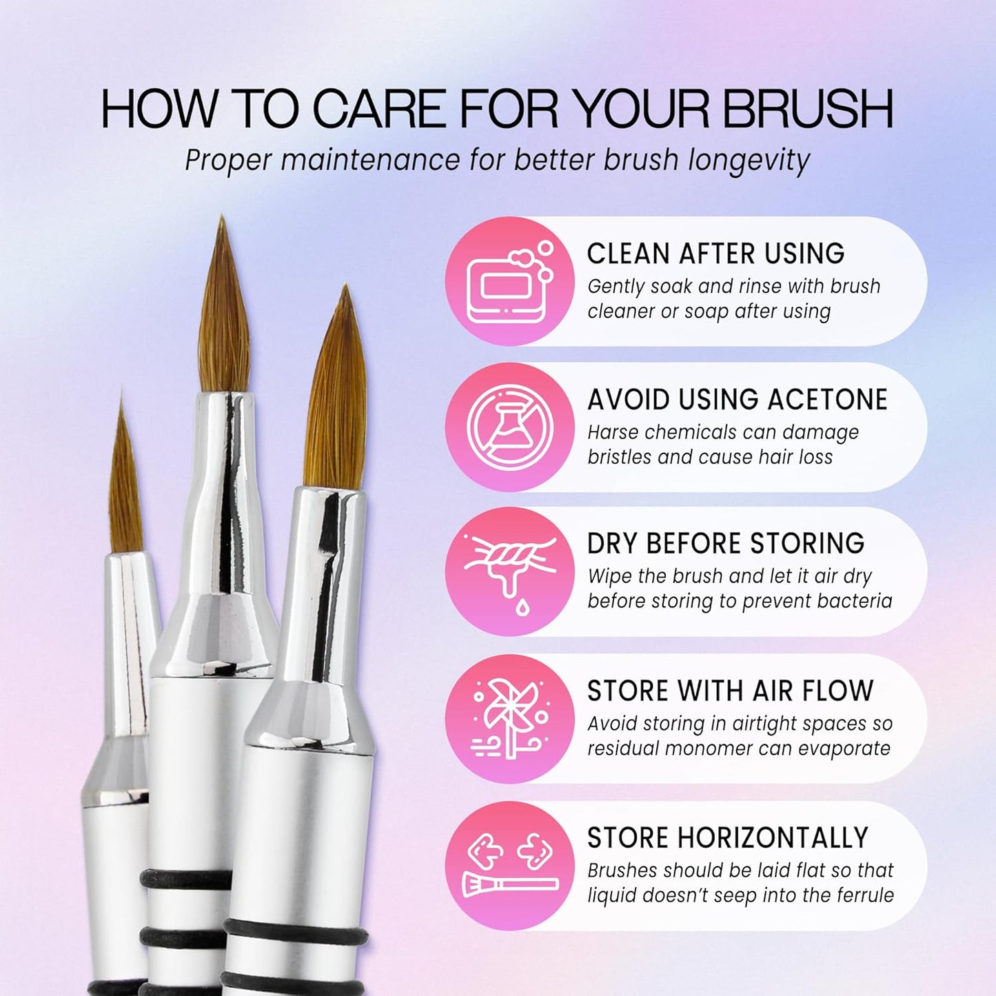 PANA 3D Kolinsky Acrylic Nail Art Sculpture Brush with Silver Metal Non-Slip Grip Handle for Manicures 3D Nail Art Flower Designs (Size #5)