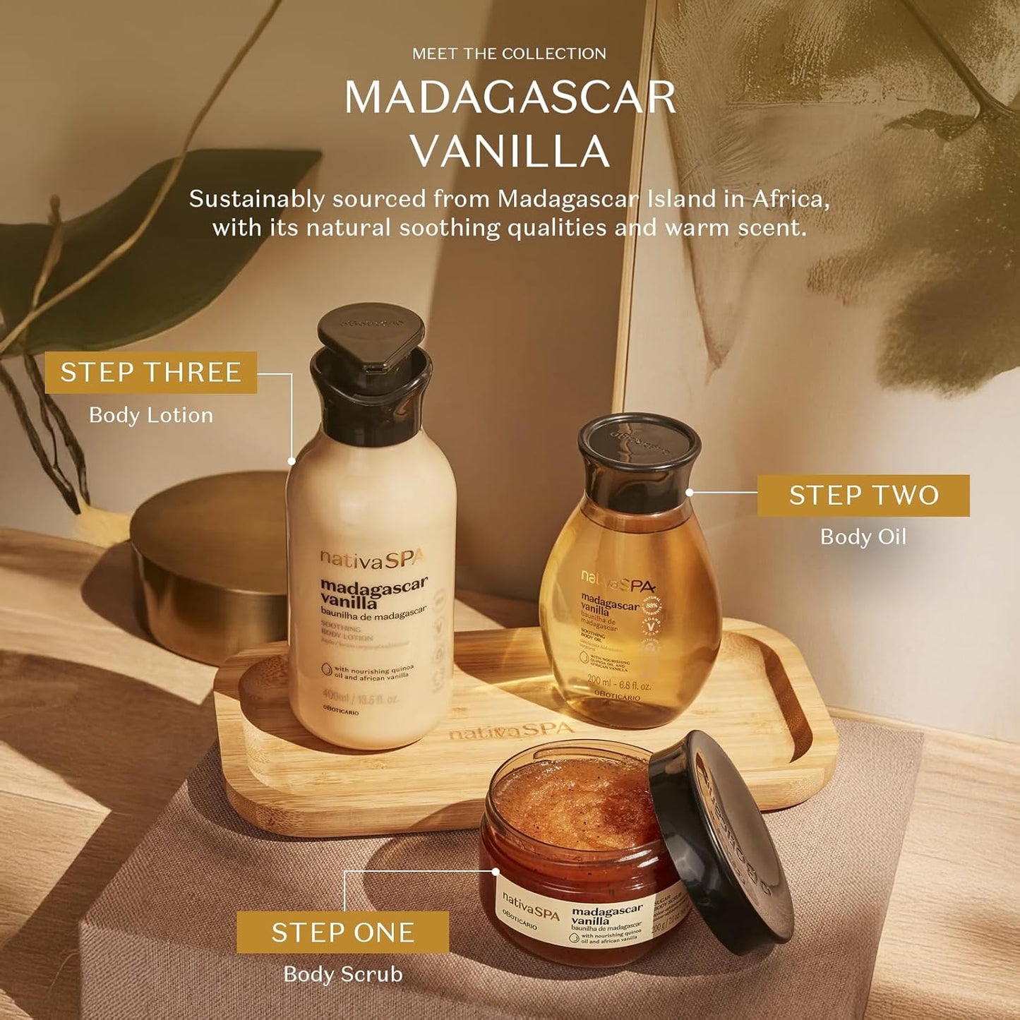 Nativa SPA by O Boticário, Madagascar Vanilla Body Oil, Soothing & Moisturizing, 6.8 Ounce