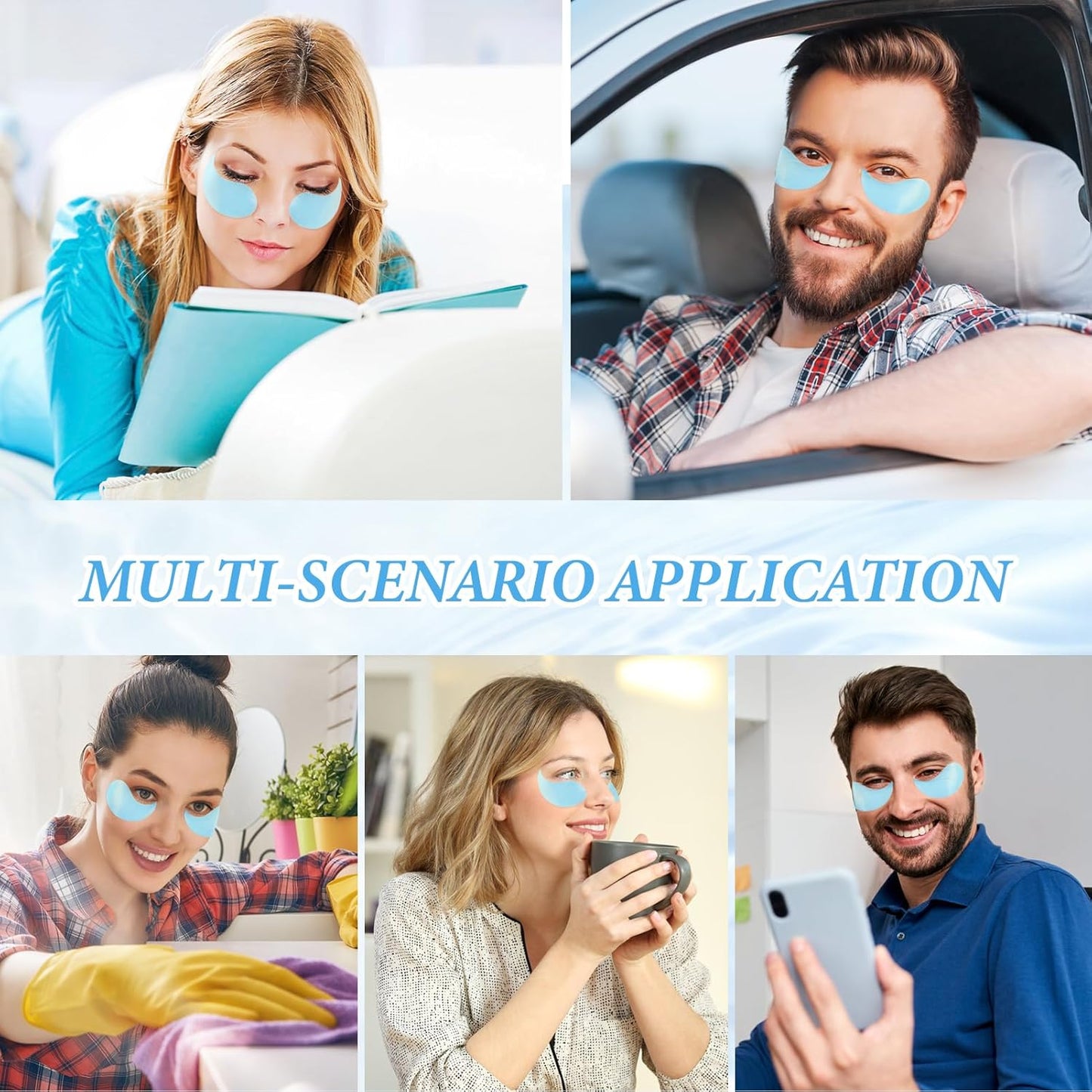 Under Eye Patches for Dark Circles, Eye Masks for Puffy Eyes Wrinkles Under Eye Bags Firmness 30 Pairs Skin Treatment Pads with Hyaluronic Acid and Collagen Women Men (Blue)