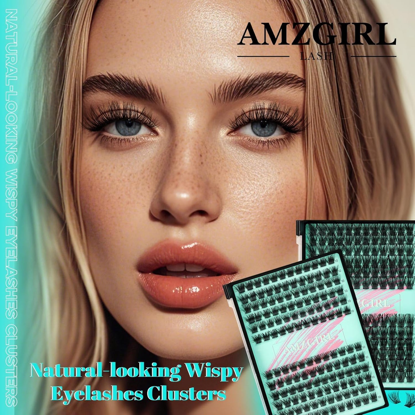 Wispy Lash Clusters Eyelash Extensions 144pcs Individual Lashes Cluster 16mm C Curl Fake Eyelash with Thin Band DIY Cluster Lashes At Home For Beginners (C-16mm)