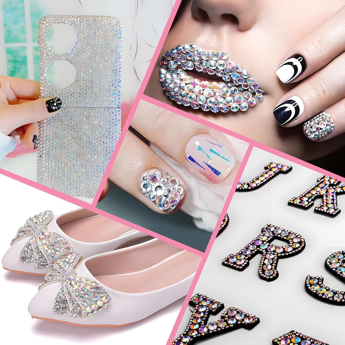 5000PCS SS6 Flatback Rhinestones | 12-Facet Diamond-Cut Glass Gems for Nail Art, Clothing, DIY Crafts |Glue-On Decoration Stones with Silver Backing(Transparent AB)