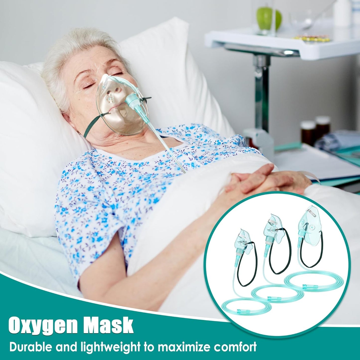 Geiserailie 3PCS S/M/L Size Oxygen Mask for Adult with 6.6 Ft Tubing and Adjustable Elastic Strap, Adult Oxygen Mask with Tubing for Connecting