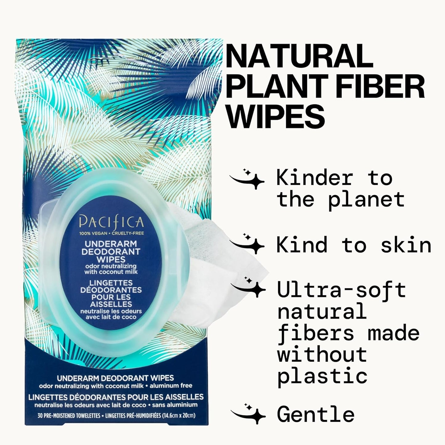 Pacifica Underarm Detox & Odor Control Bundle – Coconut & Charcoal Armpit Scrub and Coconut Deodorant Wipes, Aluminum-Free Underarm Care Set for Natural Deodorant Users