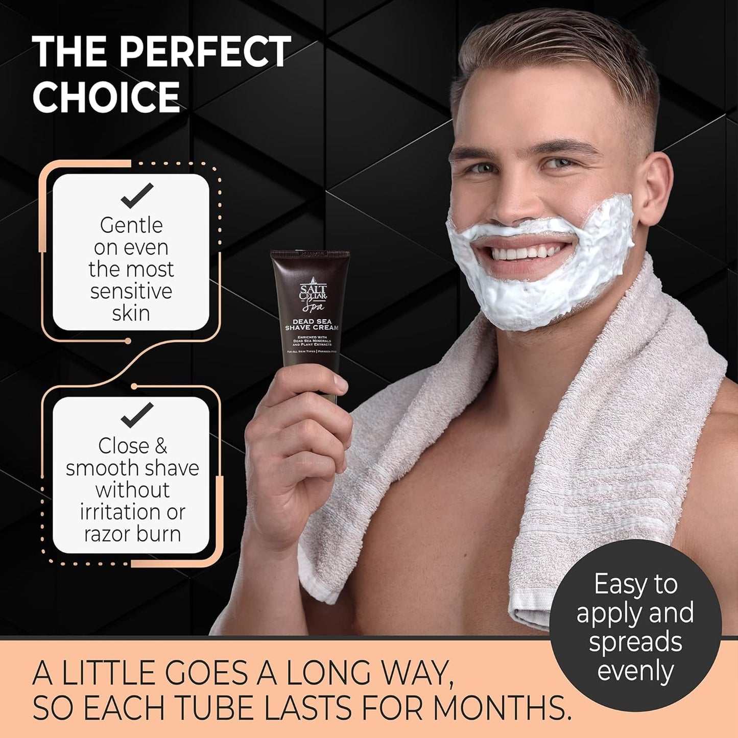 Salt Cellar Dead Sea Shave Cream - All-Natural Menโs Shaving Cream - Enriched Blend of Dead Sea Minerals and Plant Extracts - Delivers a Smooth and Comfortable Shave with a Light Scent โ Paraben Free