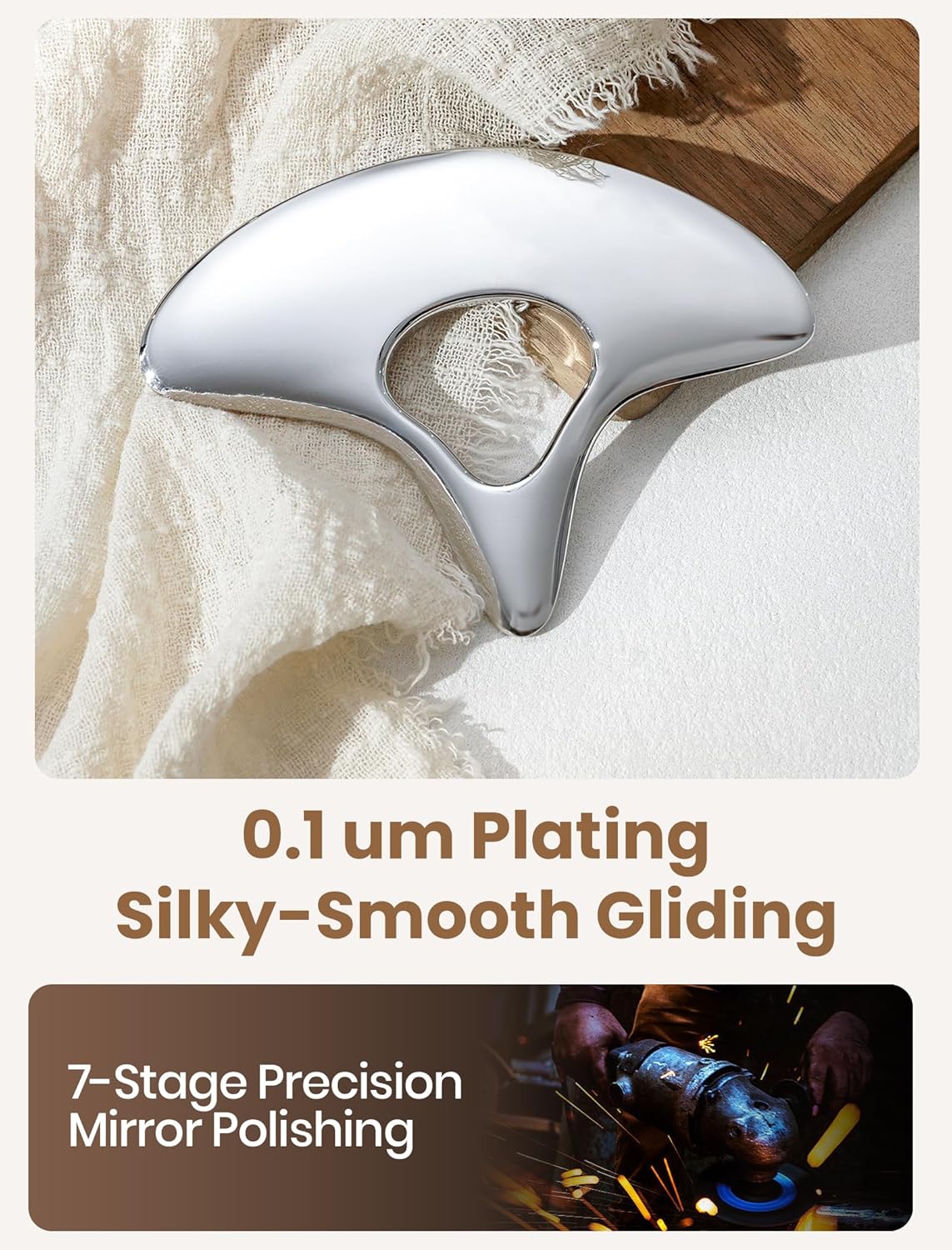 lifechill Heavy-Duty Stainless Steel Gua Sha, Muscle Scraper Tool, Lymphatic Drainage Massager for Self Care, Metal GuaSha Tool for Full Body, Trigger Point Massage Tools for Pain Relief