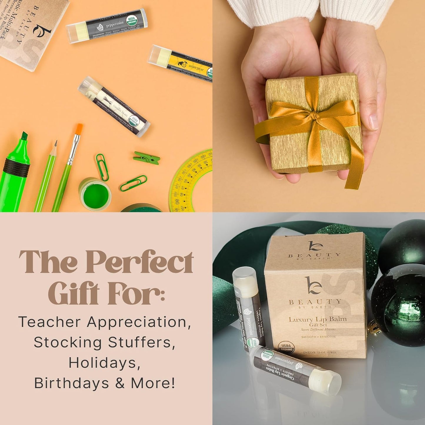 USDA Organic Lip Balm - USA Made with Natural Ingredients, 12 Pack Multi Flavor Lips Moisturizer, Moisturizing Lip Care, Beauty & Birthday Gifts, Moisturizer Chapstick Bulk Care for Dry Lips