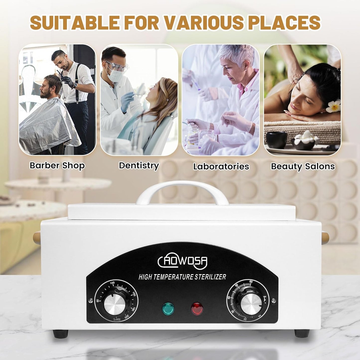 High Temperature Metal Tool Cleaning Box, 2L Dry Heat Cabinet Beauty Hair Nail Metal Tool Cleaning for Manicure Pedicure Barber, with 60 Min Timer & 50-220℃ Temp Settings, Plastic Sterilization Tray