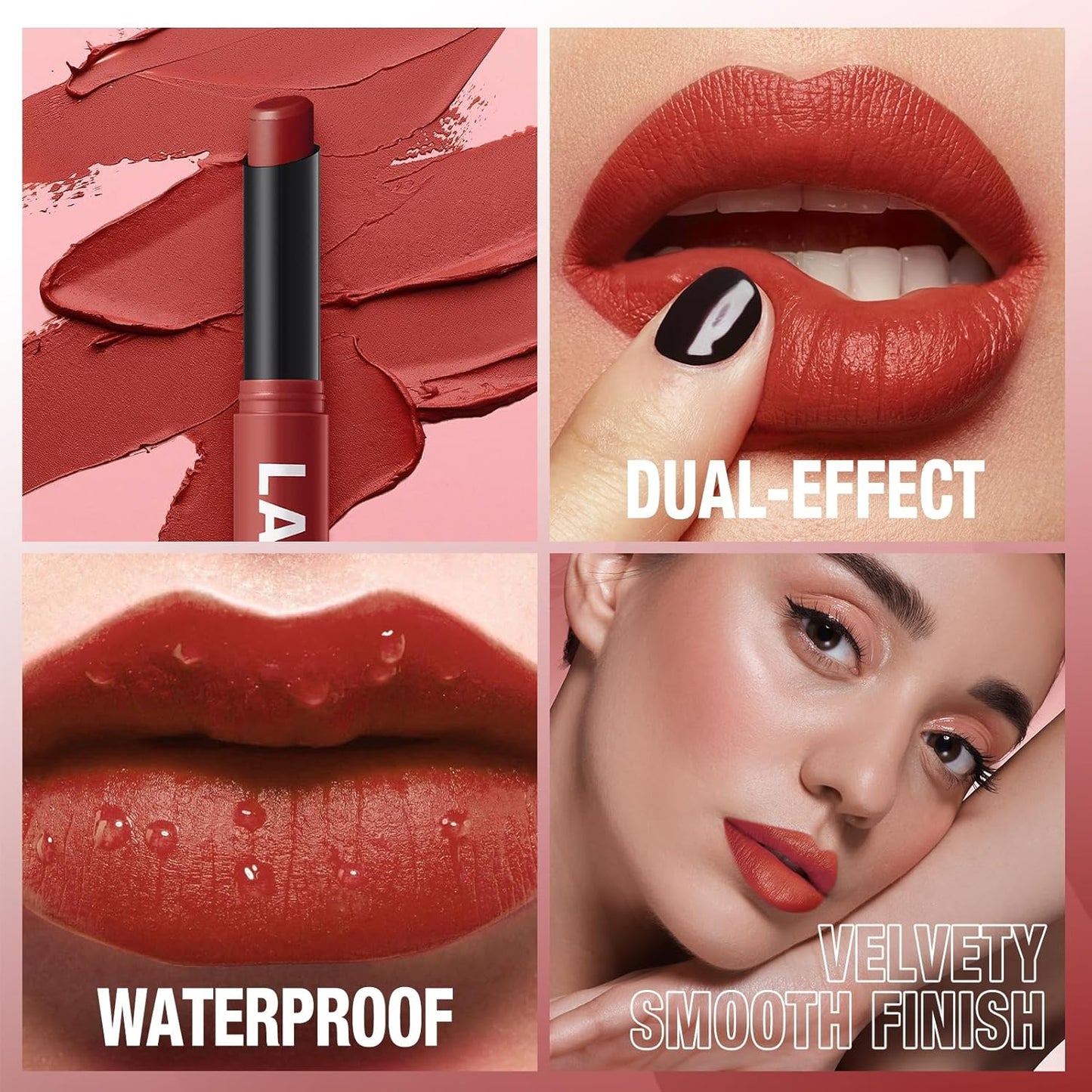 Jolilab 2Pcs Velvet Matte Lipstick Nude Matte Soft Dark Color Stick High Pigmented Long-Lasting Waterproof Lip Stick Lip Balm Beauty Cosmetics Gift for Girls and Women(09#+10#