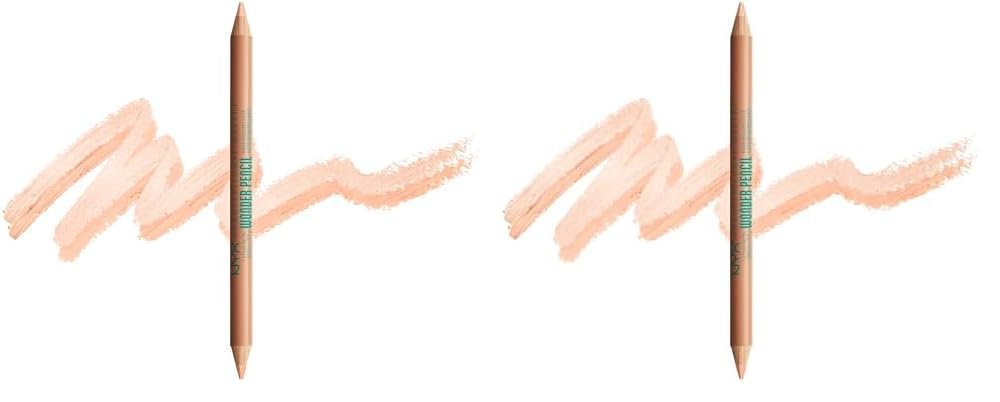 NYX PROFESSIONAL MAKEUP Wonder Pencil, Multi-Use Micro Highlighter & Concealer Stick - Medium Peach (Pack of 2)