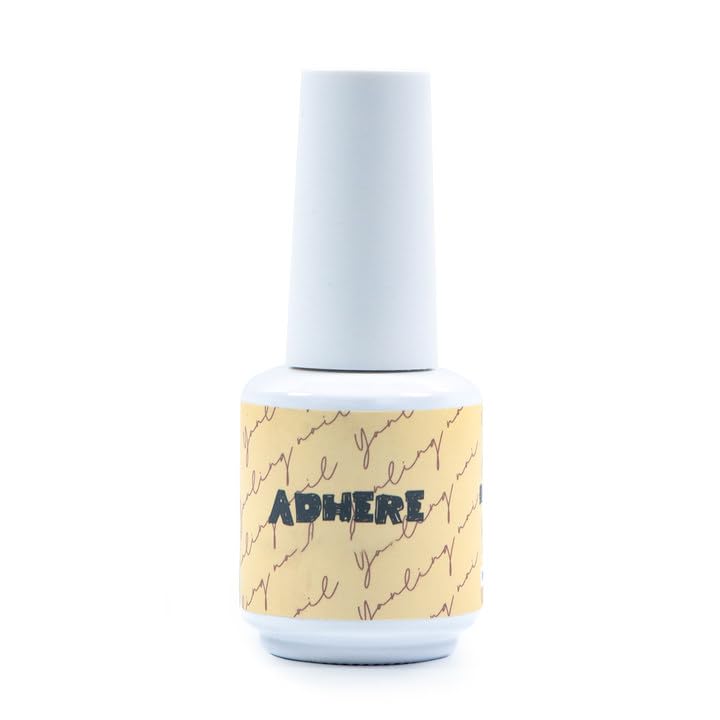 ADHERE Ultra Strong Base Coat for Nail Charms & Press on Nails, 15ml Long-Lasting Gel Polish, Soak Off LED Lamp UV Clear Foundation for Salon & DIY Art Design Manicure