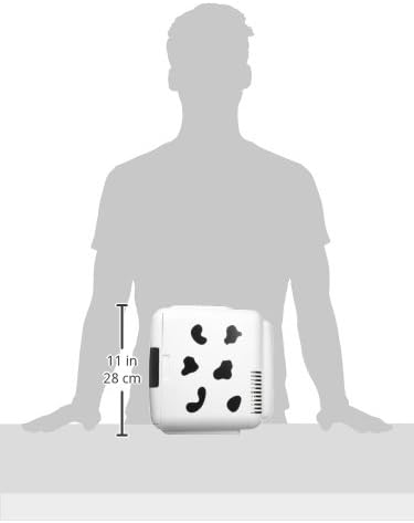 Cooluli Skincare Mini Fridge for Bedroom - Car, Office Desk & Dorm Room - Portable 4L/6 Can Electric Plug In Cooler & Warmer for Food, Drinks, Beauty & Makeup, 12v AC/DC & Exclusive USB, Cow Print