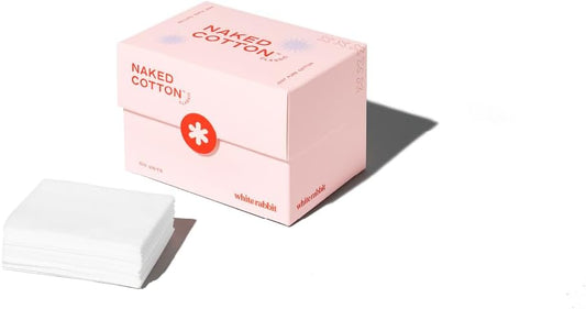 White Rabbit - Naked Cotton Classic - Premium Facial Cotton Pads - for Makeup Remover, Toner, Mask - 100% Cotton, Unbleached, Lint-Free - Extra Soft & Durable - Natural & Cruelty-Free - 100 Count