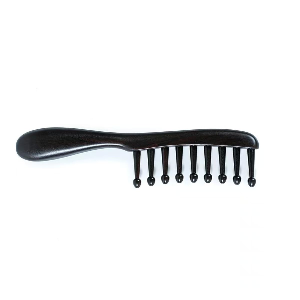 Nine Teeth Meridian Massage Comb - Scalp Massage Comb Gua Sha Ebony Wood Head Massager for Hair Growth, Hair Massage Wooden Gift for Women (Nine teeth, 7.9” x 1.8”)