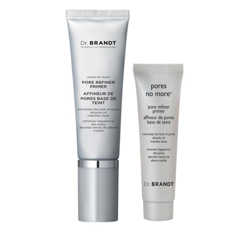 Dr. Brandt Pores No More Pore Refiner - Reduce Pores and Improve Skin Texture - Full Size (1 Fl Oz) + Mini (0.25 Fl Oz)